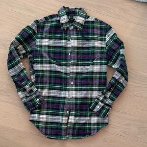 J. Crew Plaid Button-Down Shirt - Green, Blue, White